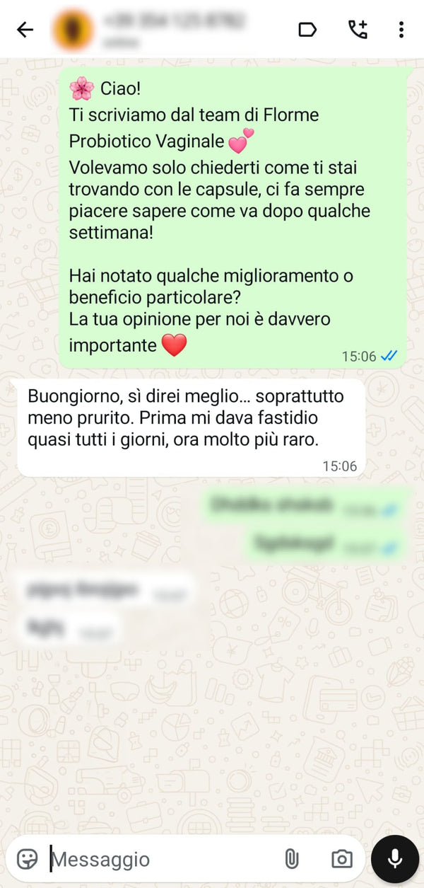 Messaggio WhatsApp di cliente