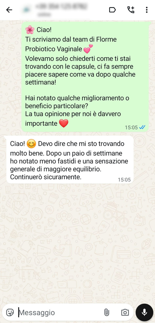 Messaggio WhatsApp di cliente