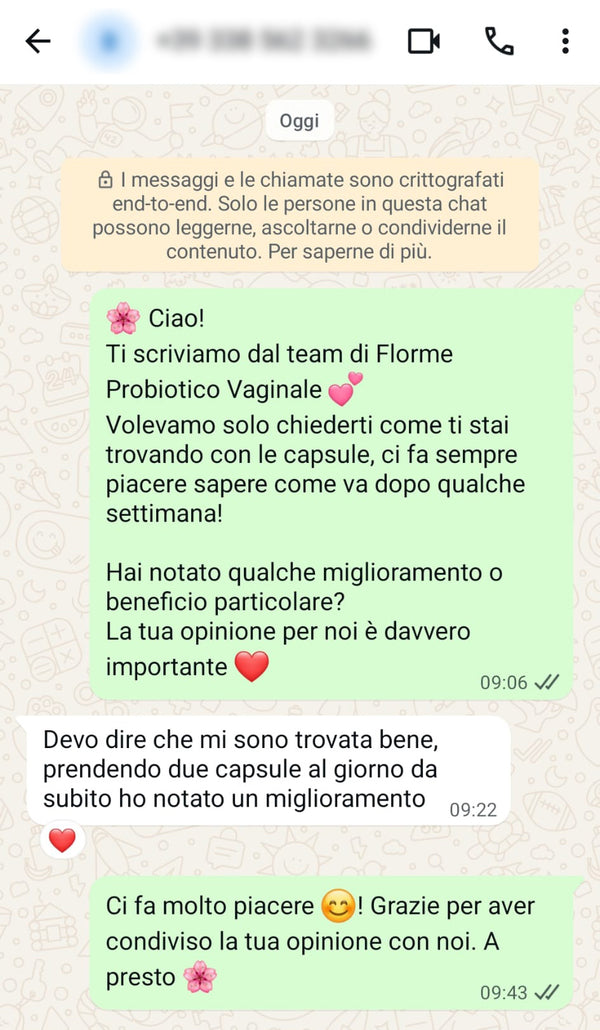 Messaggio WhatsApp di cliente