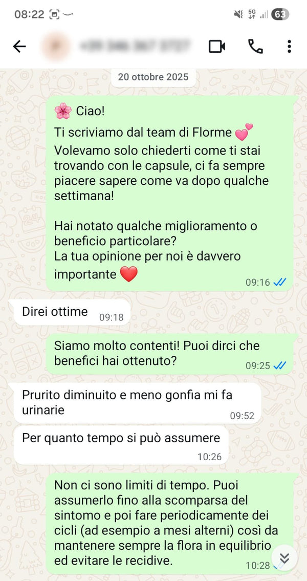 Messaggio WhatsApp di cliente