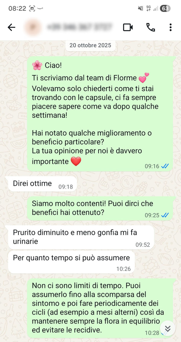 Messaggio WhatsApp di Cliente Verificata